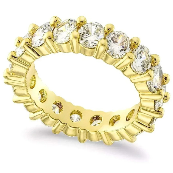 Diamond Gold Cubic Zirconia Band Ring - Picture 1 of 2